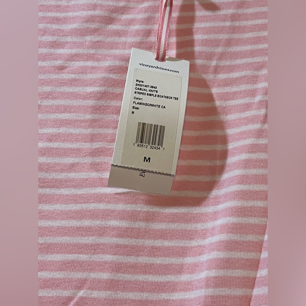 Womens Vineyard Vines Pink and White Striped Top Sz Medium NWT. - Picture 3 of 5